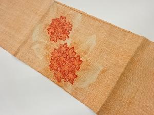 手織り真綿紬花模様織出し名古屋帯